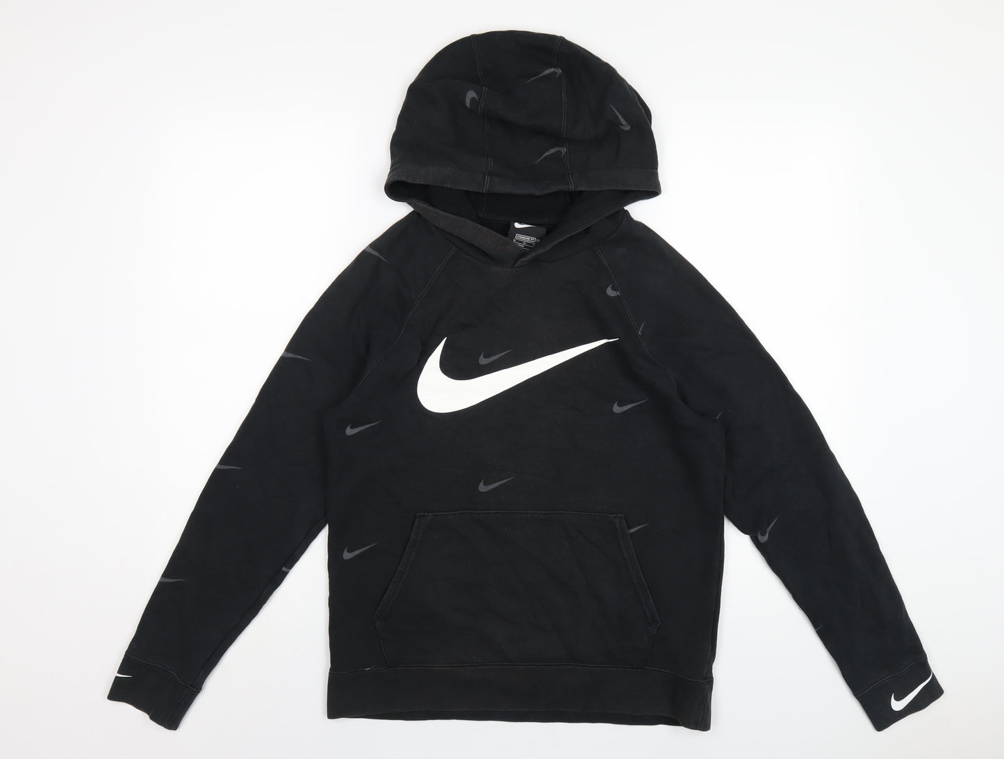 Nike Boys Black Cotton Pullover Hoodie Size 13-14 Years Pullover