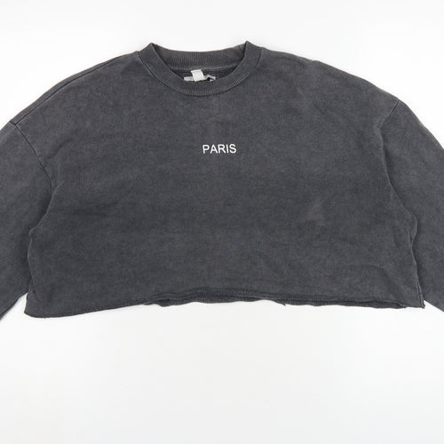 Topshop Womens Grey Cotton Pullover Sweatshirt Size 4 Pullover