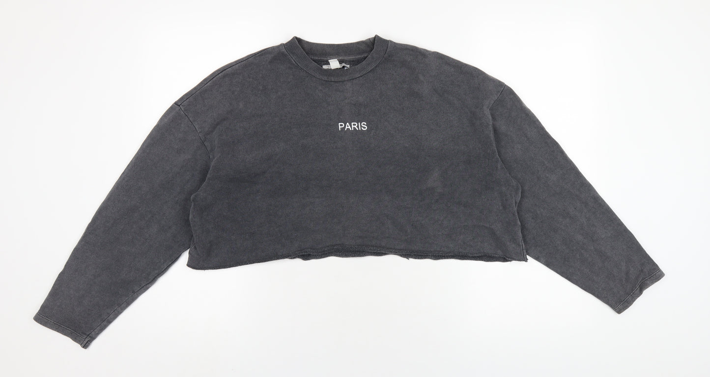 Topshop Womens Grey Cotton Pullover Sweatshirt Size 4 Pullover