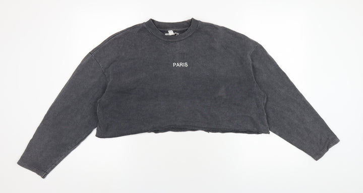 Topshop Womens Grey Cotton Pullover Sweatshirt Size 4 Pullover