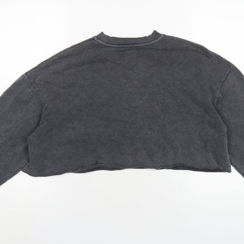 Topshop Womens Grey Cotton Pullover Sweatshirt Size 4 Pullover