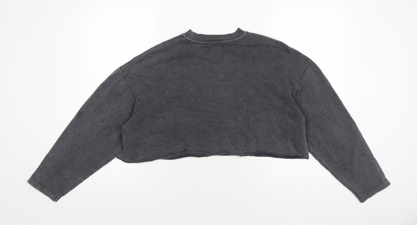 Topshop Womens Grey Cotton Pullover Sweatshirt Size 4 Pullover