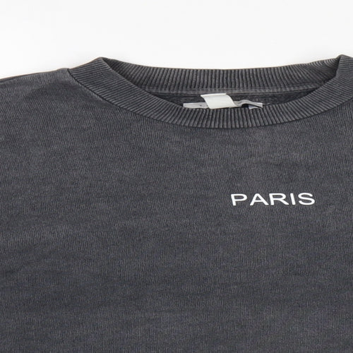 Topshop Womens Grey Cotton Pullover Sweatshirt Size 4 Pullover