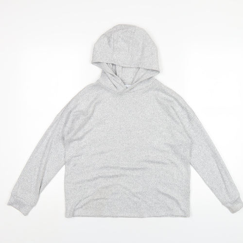 Marks and Spencer Girls Grey Vinyl Pullover Hoodie Size 10-11 Years Pullover