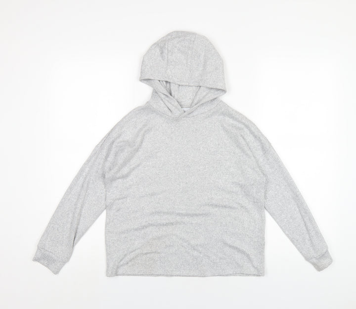 Marks and Spencer Girls Grey Vinyl Pullover Hoodie Size 10-11 Years Pullover