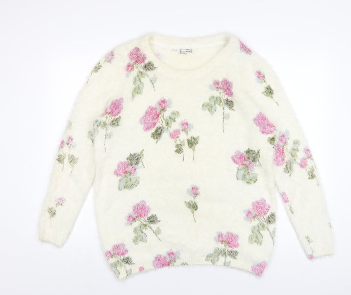 Body Flirt Womens Ivory Crew Neck Polyamide Pullover Jumper Size L