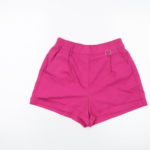 Bershka Womens Pink Polyester Basic Shorts Size M L3 in Regular Pull On