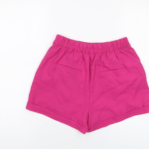 Bershka Womens Pink Polyester Basic Shorts Size M L3 in Regular Pull On