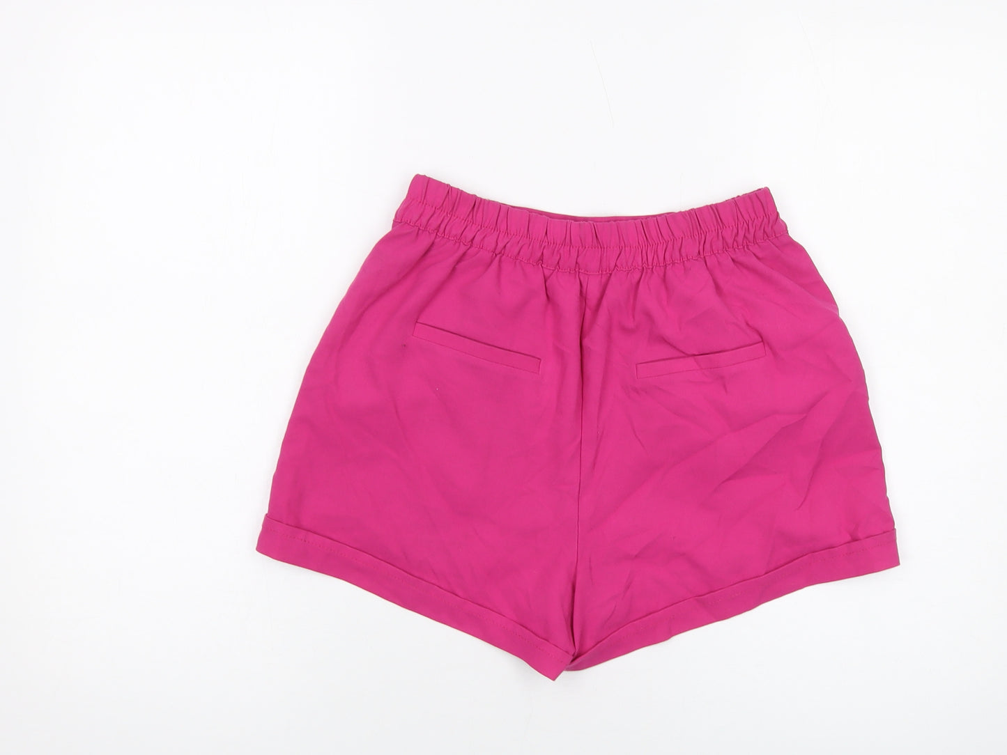 Bershka Womens Pink Polyester Basic Shorts Size M L3 in Regular Pull On