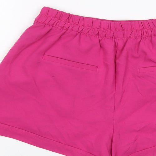 Bershka Womens Pink Polyester Basic Shorts Size M L3 in Regular Pull On