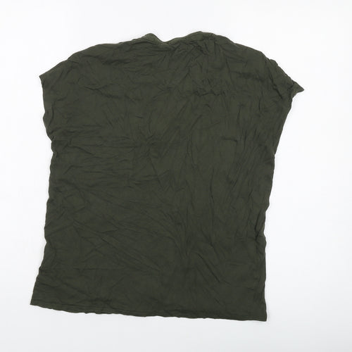 TOM TAILOR Womens Green Viscose Basic T-Shirt Size M Round Neck