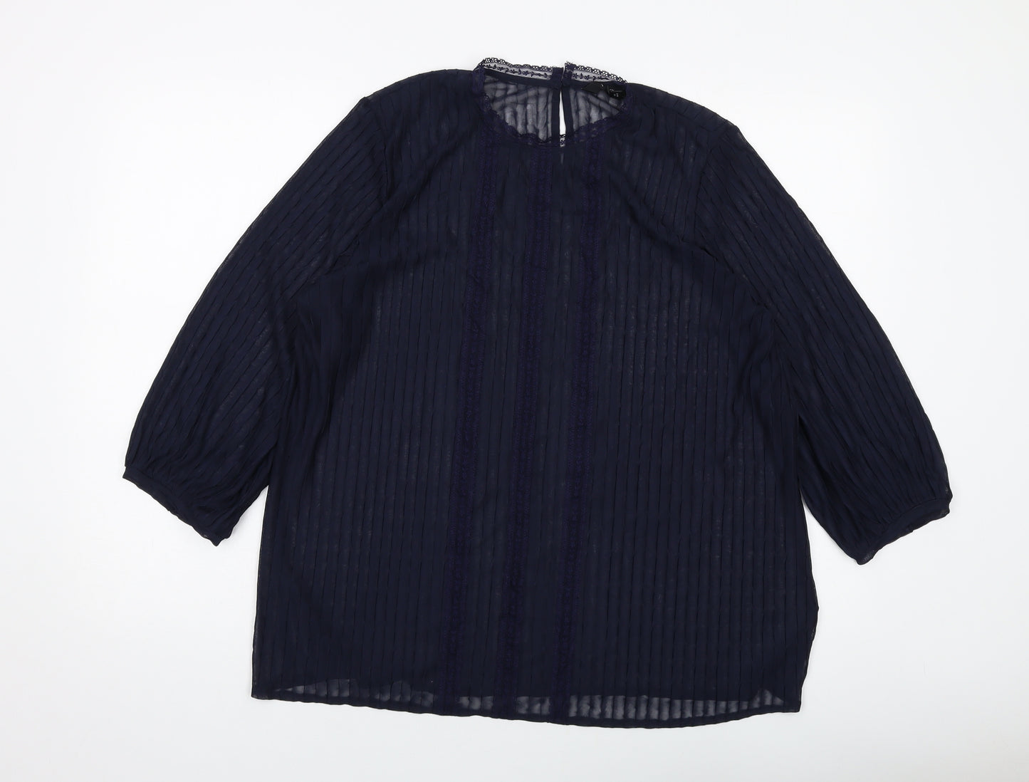 NEXT Womens Blue Polyester Basic Blouse Size 20 Round Neck