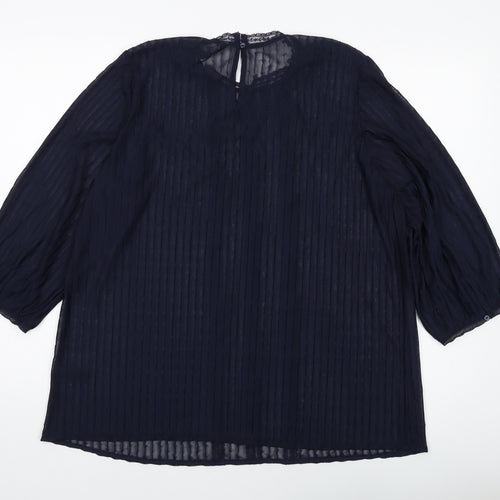 NEXT Womens Blue Polyester Basic Blouse Size 20 Round Neck