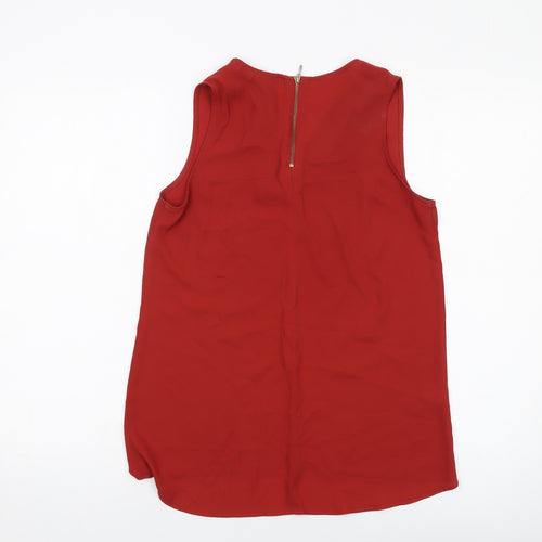 NEXT Womens Red Polyester Basic Blouse Size 6 V-Neck