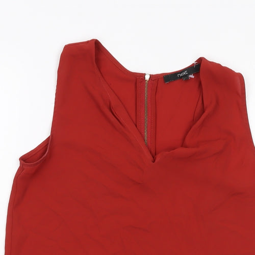 NEXT Womens Red Polyester Basic Blouse Size 6 V-Neck