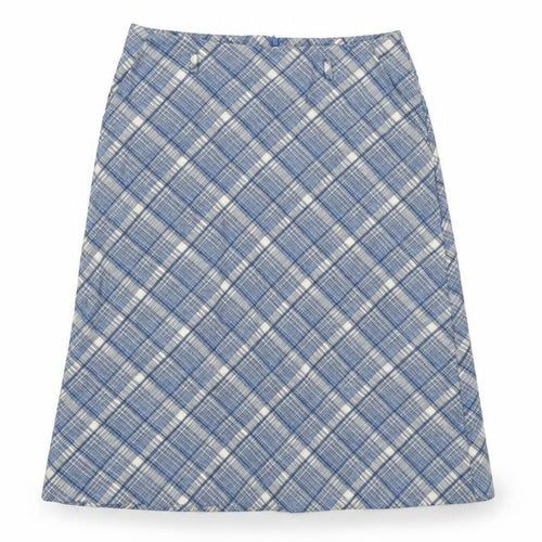 EWM Womens Blue Plaid Viscose A-Line Skirt Size 12 Zip