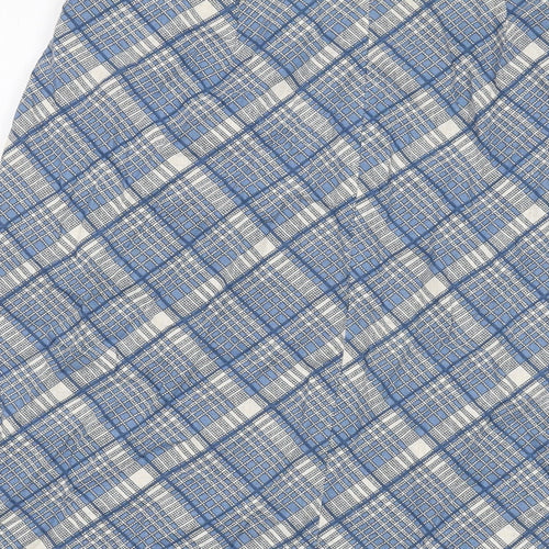 EWM Womens Blue Plaid Viscose A-Line Skirt Size 12 Zip