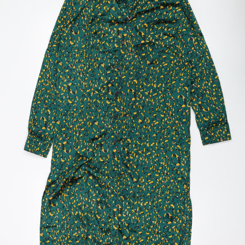 I SAW IT FIRST Womens Blue Animal Print Polyester Shirt Dress Size 10 Collared Button