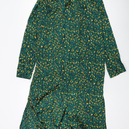 I SAW IT FIRST Womens Blue Animal Print Polyester Shirt Dress Size 10 Collared Button