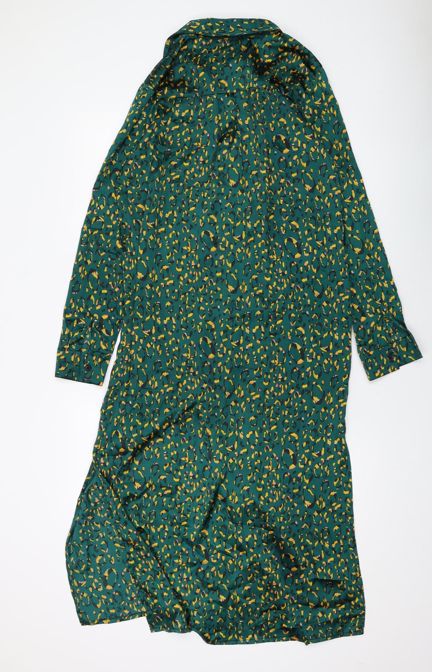 I SAW IT FIRST Womens Blue Animal Print Polyester Shirt Dress Size 10 Collared Button