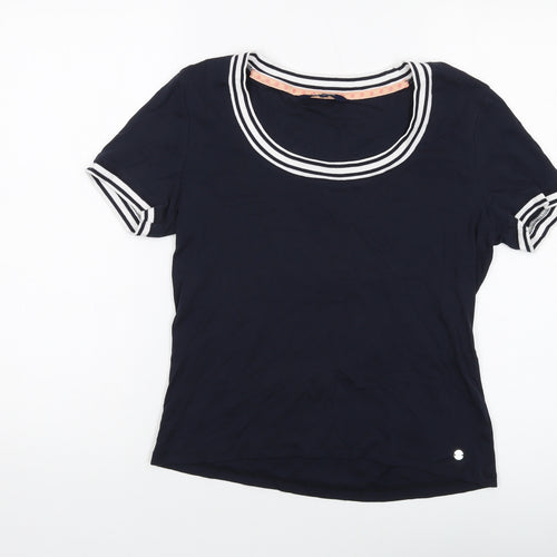 Maine Womens Blue Cotton Basic T-Shirt Size 14 Scoop Neck