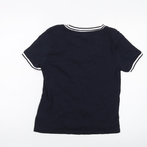 Maine Womens Blue Cotton Basic T-Shirt Size 14 Scoop Neck