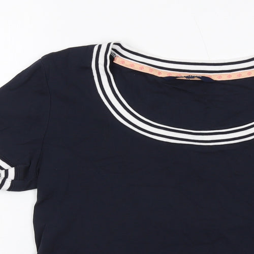 Maine Womens Blue Cotton Basic T-Shirt Size 14 Scoop Neck