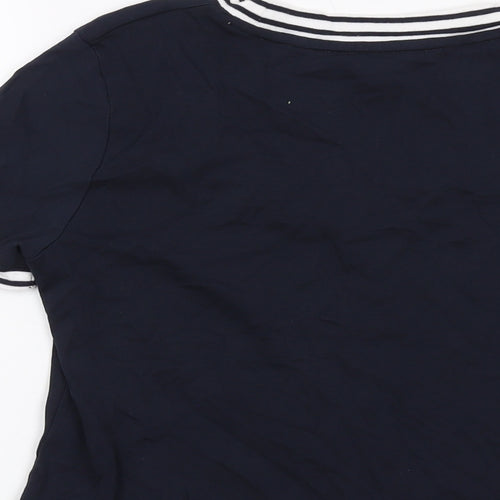 Maine Womens Blue Cotton Basic T-Shirt Size 14 Scoop Neck