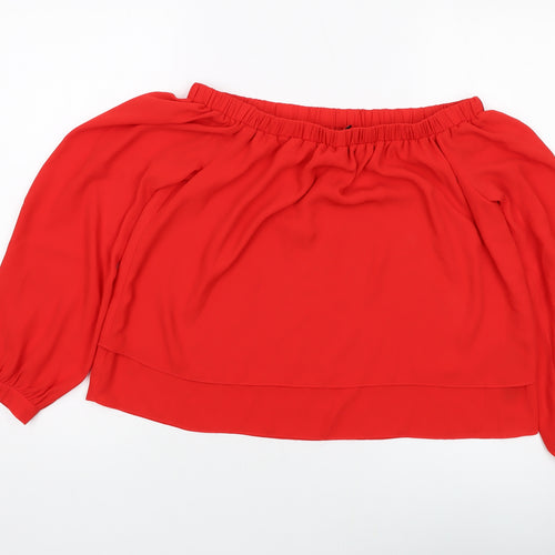 ASOS Womens Red Polyester Basic Blouse Size 10 Square Neck