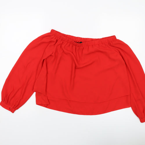 ASOS Womens Red Polyester Basic Blouse Size 10 Square Neck