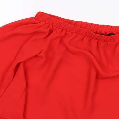 ASOS Womens Red Polyester Basic Blouse Size 10 Square Neck