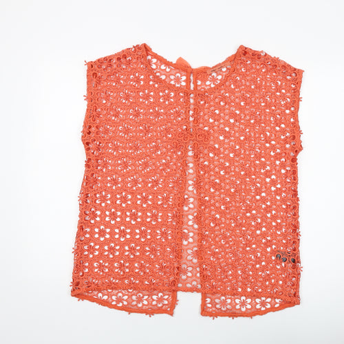 NEXT Womens Orange Polyester Basic T-Shirt Size 16 Round Neck
