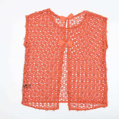 NEXT Womens Orange Polyester Basic T-Shirt Size 16 Round Neck