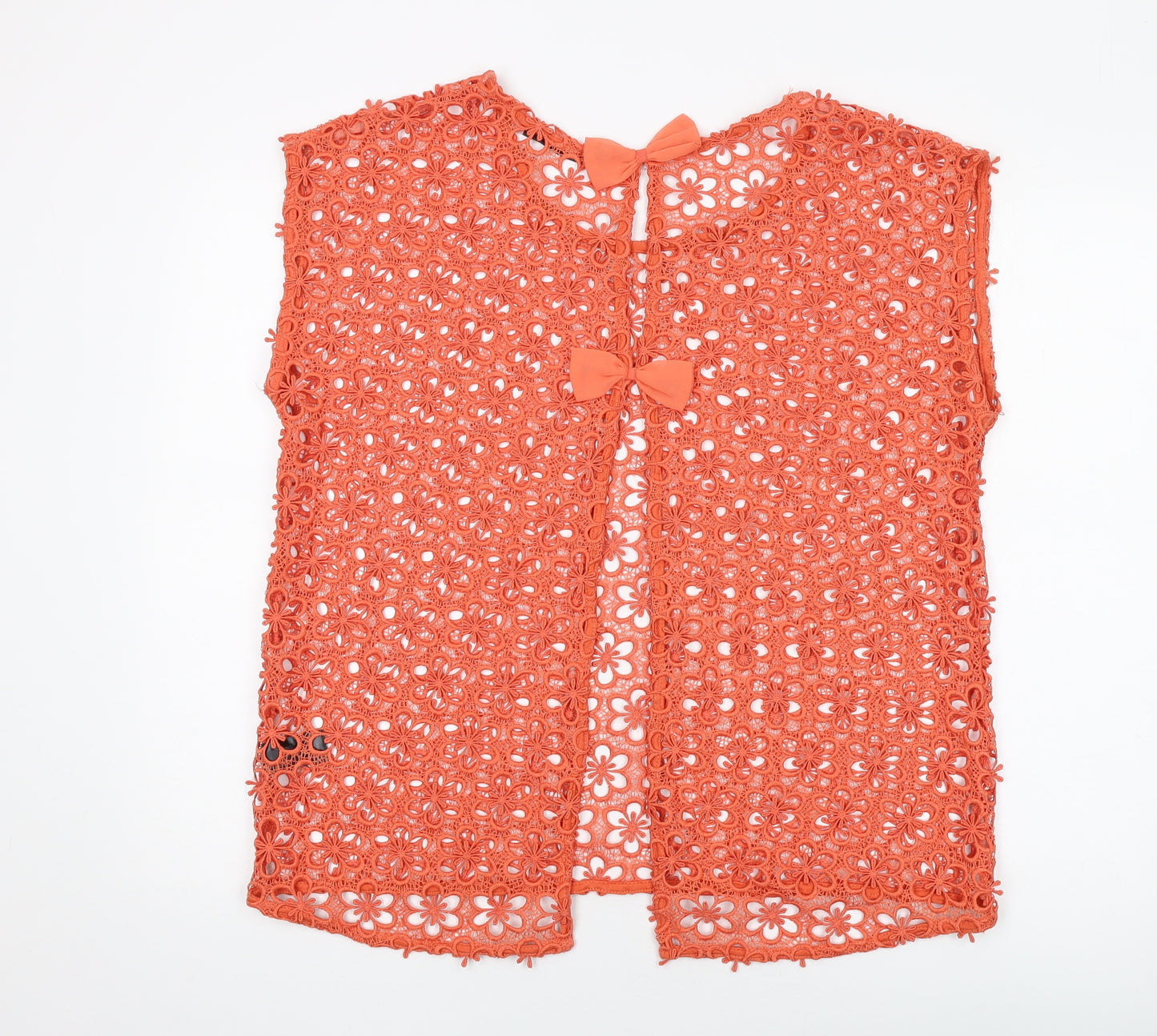 NEXT Womens Orange Polyester Basic T-Shirt Size 16 Round Neck