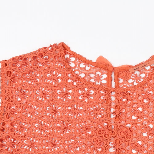 NEXT Womens Orange Polyester Basic T-Shirt Size 16 Round Neck