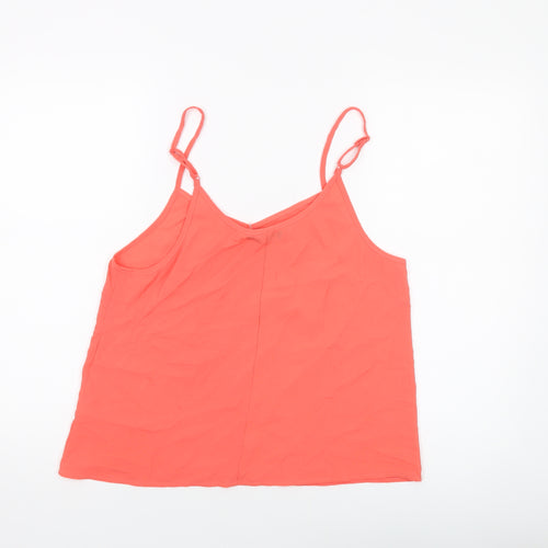 Select Womens Orange Polyester Basic Tank Size 14 V-Neck