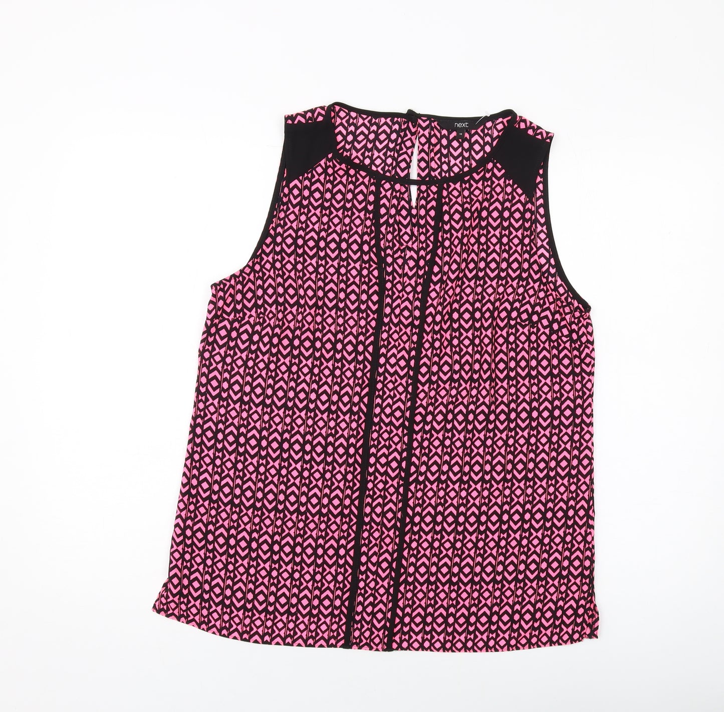 NEXT Womens Pink Geometric Polyester Basic Tank Size 14 Round Neck