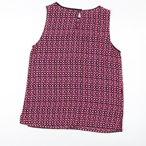 NEXT Womens Pink Geometric Polyester Basic Tank Size 14 Round Neck