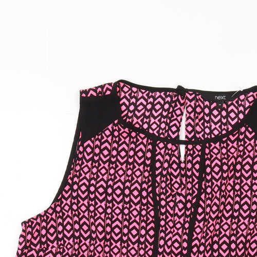 NEXT Womens Pink Geometric Polyester Basic Tank Size 14 Round Neck