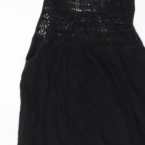 H&M Womens Black Cotton Tank Dress Size M Round Neck Pullover
