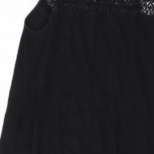 H&M Womens Black Cotton Tank Dress Size M Round Neck Pullover