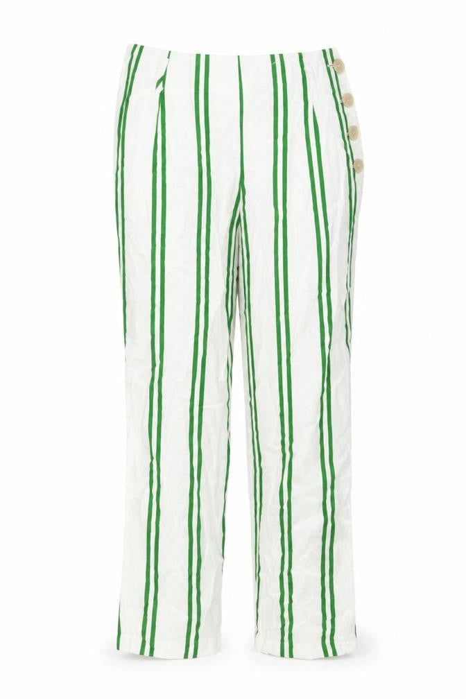 Topshop Womens White Striped Viscose Trousers Size 8 L24 in Regular Button
