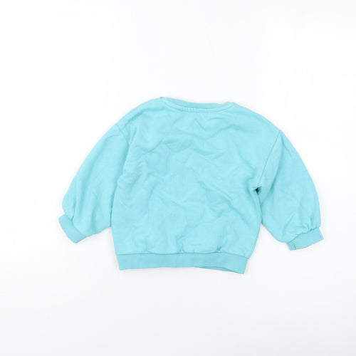 Marks and Spencer Girls Blue Cotton Pullover Sweatshirt Size 2-3 Years Pullover