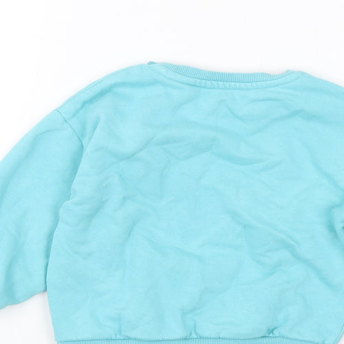 Marks and Spencer Girls Blue Cotton Pullover Sweatshirt Size 2-3 Years Pullover