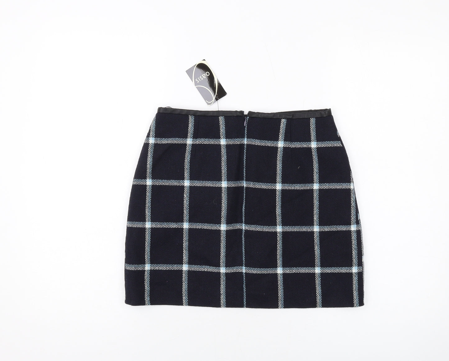 Oasis Womens Blue Plaid Polyester Mini Skirt Size 8 Zip