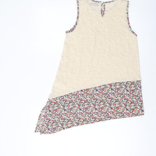 NEXT Womens Beige Floral Acetate Basic Tank Size 6 Round Neck