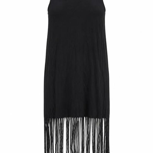 Topshop Womens Black Viscose Tank Dress Size 8 Round Neck Pullover