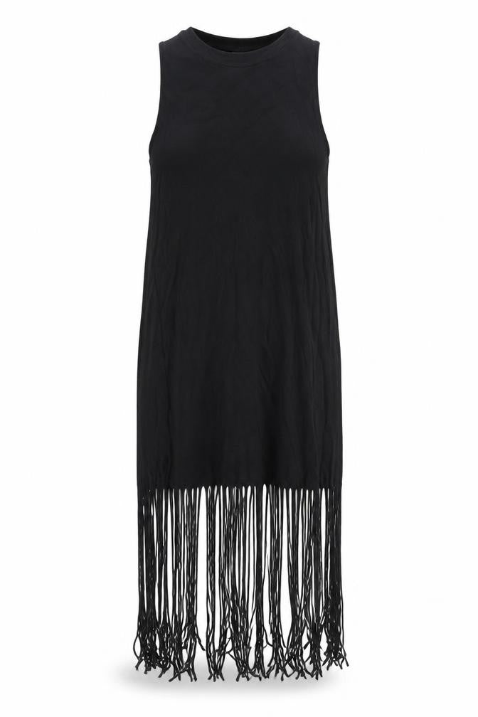 Topshop Womens Black Viscose Tank Dress Size 8 Round Neck Pullover