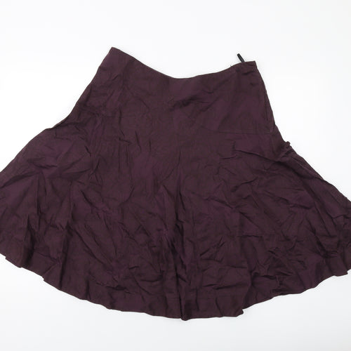 Great Plains Womens Purple Cotton A-Line Skirt Size 14 Zip