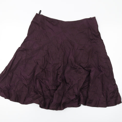 Great Plains Womens Purple Cotton A-Line Skirt Size 14 Zip